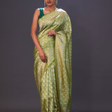 Apple Green Jaal Banarasi Silk Saree