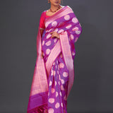 Fuchsia Purple Butta Banarasi Silk Saree
