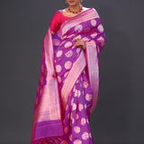 Fuchsia Purple Butta Banarasi Silk Saree