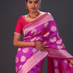 Fuchsia Purple Butta Banarasi Silk Saree