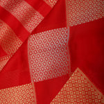 Persian Red Checks Banarasi Silk Saree