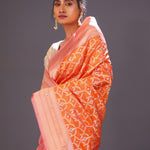 Royal Orange Meenakari Banarasi Silk Saree