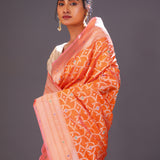 Royal Orange Meenakari Banarasi Silk Saree