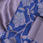 Cobalt Blue Banarasi Saree With Floral Jaal