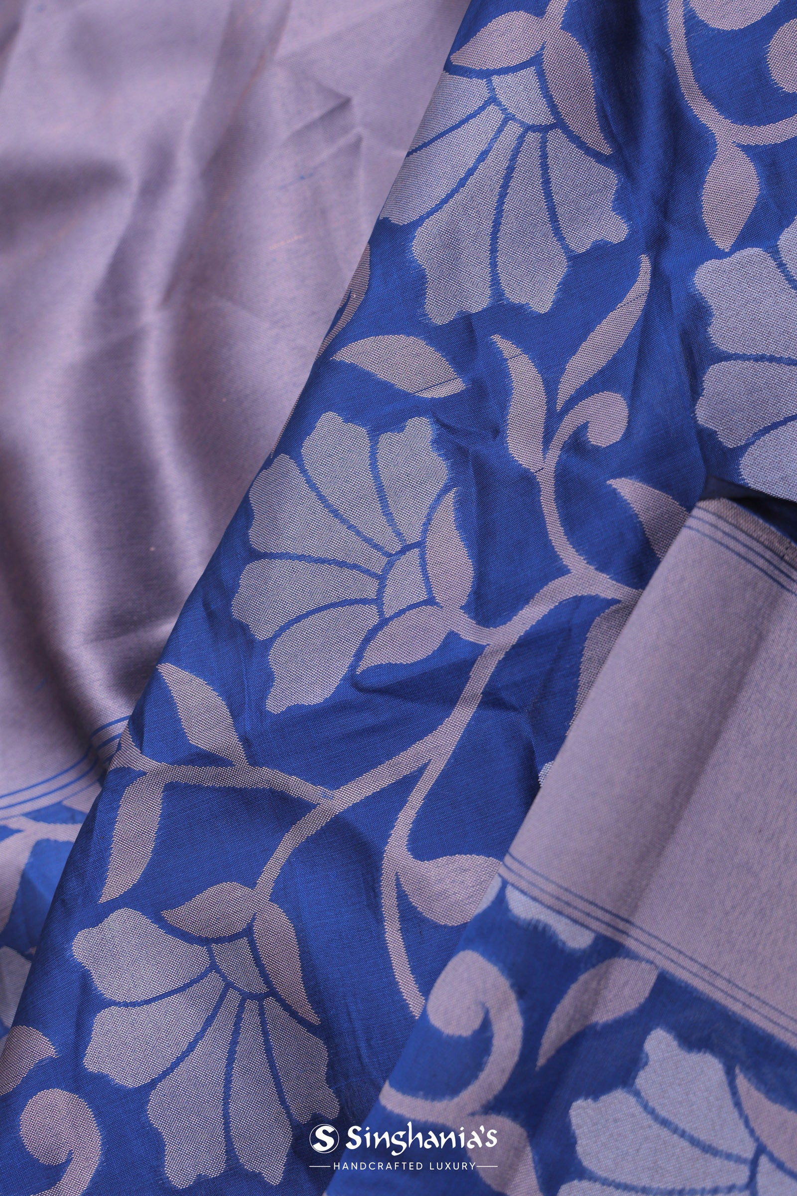 Cobalt Blue Banarasi Saree With Floral Jaal