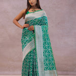 Green Banarasi Silk Saree With Meenakari Design