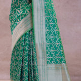 Green Banarasi Silk Saree With Meenakari Design