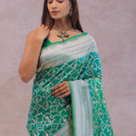 Green Banarasi Silk Saree With Meenakari Design