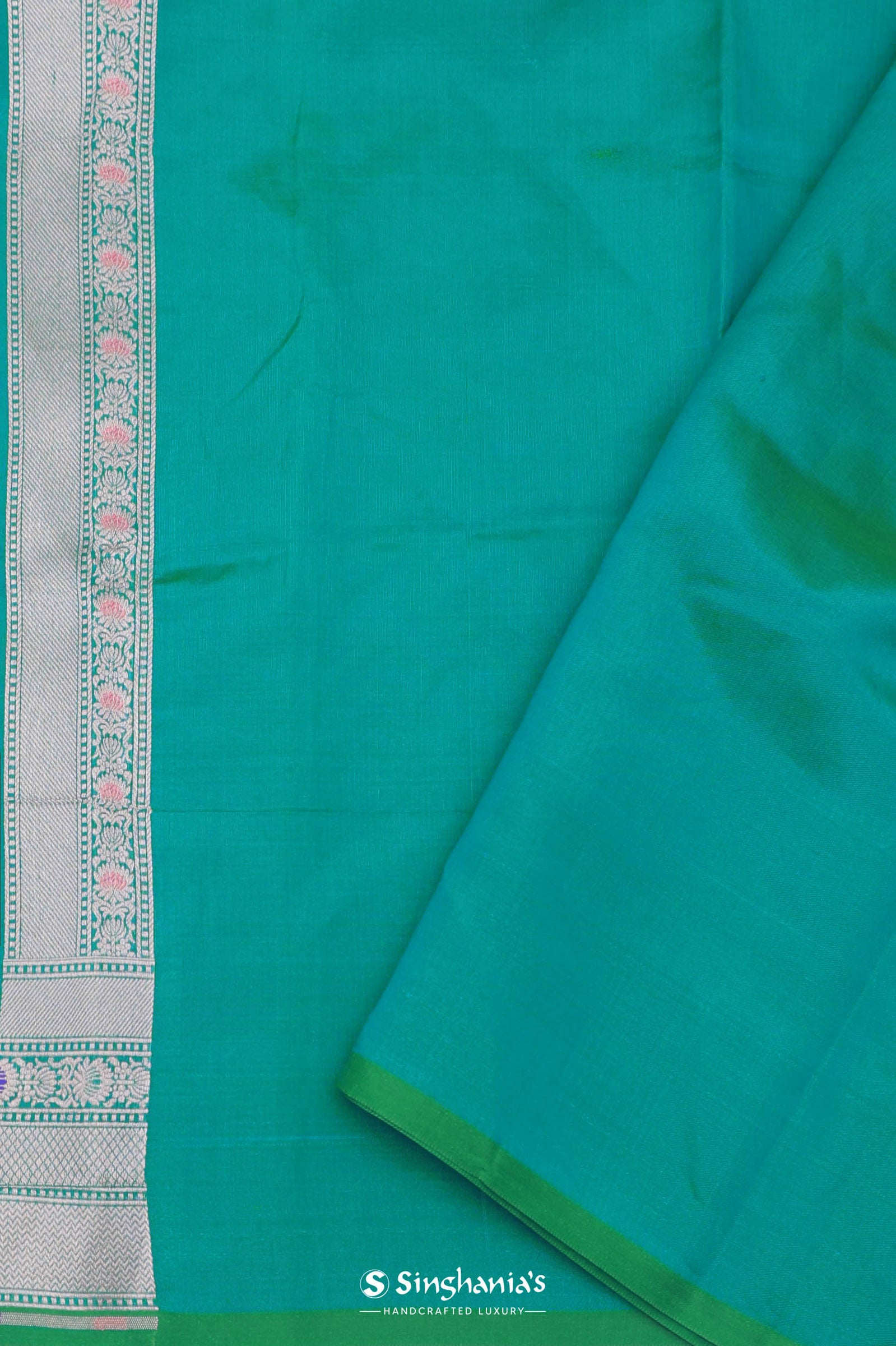 Green Banarasi Silk Saree With Meenakari Design