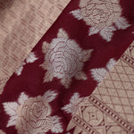 Jam Purple Floral Banarasi Silk Saree