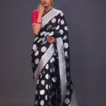 Charcoal Black Butta Banarasi Silk Saree