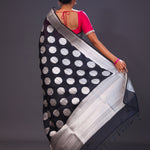 Charcoal Black Butta Banarasi Silk Saree