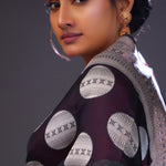 Charcoal Black Butta Banarasi Silk Saree