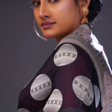 Charcoal Black Butta Banarasi Silk Saree