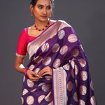Grape Purple Butta Banarasi Silk Saree
