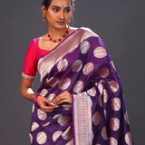Grape Purple Butta Banarasi Silk Saree