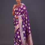 Grape Purple Butta Banarasi Silk Saree
