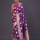 Grape Purple Butta Banarasi Silk Saree