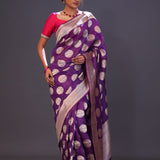 Grape Purple Butta Banarasi Silk Saree