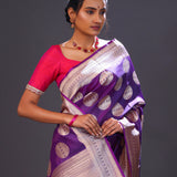 Grape Purple Butta Banarasi Silk Saree