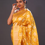 Deep Saffron Jaal Banarasi Silk Saree