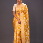 Deep Saffron Jaal Banarasi Silk Saree
