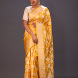 Deep Saffron Jaal Banarasi Silk Saree