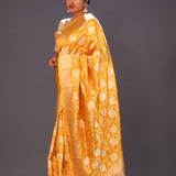 Deep Saffron Jaal Banarasi Silk Saree