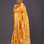 Deep Saffron Jaal Banarasi Silk Saree