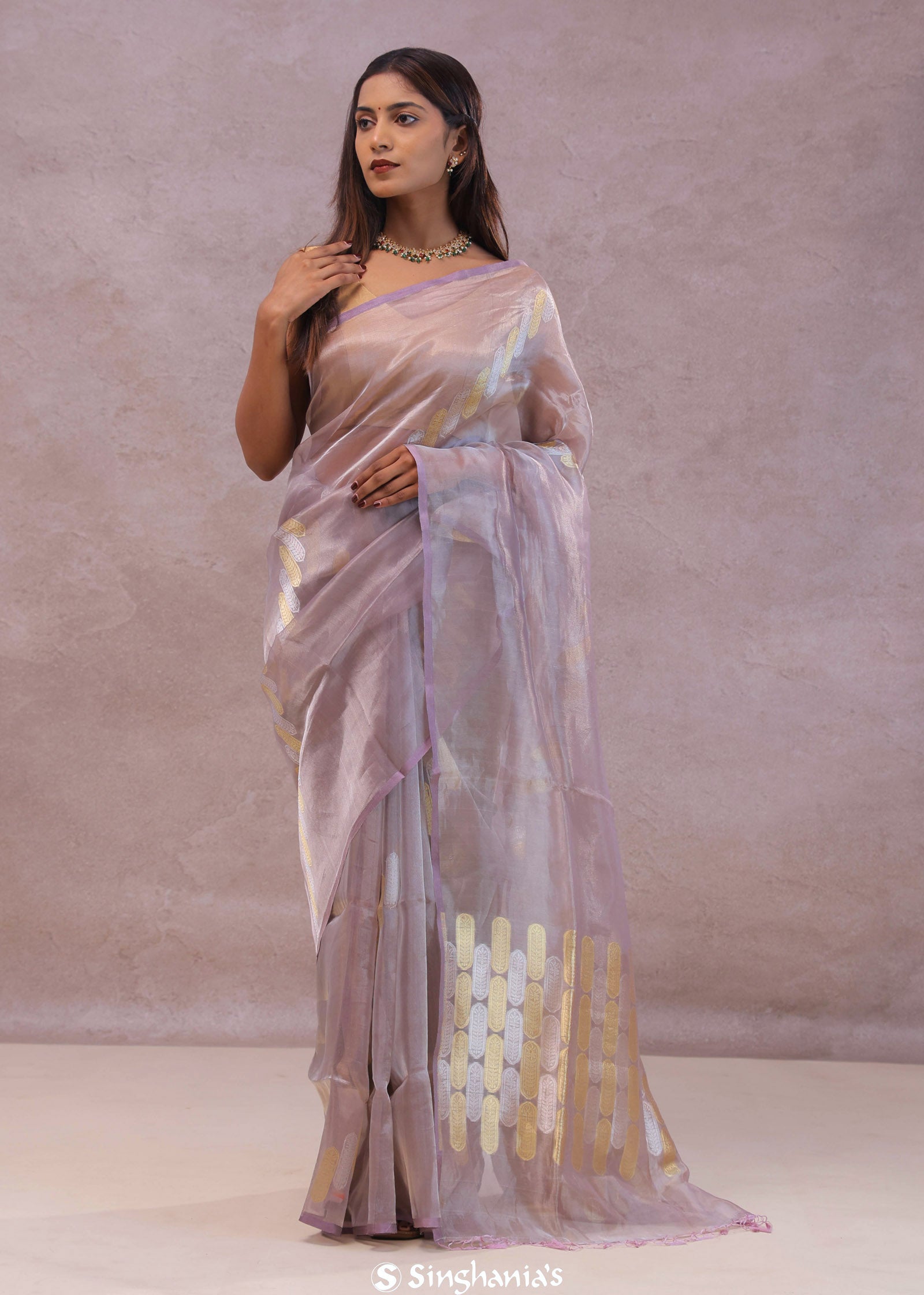 Lilac Tissue Organza Banarasi Saree