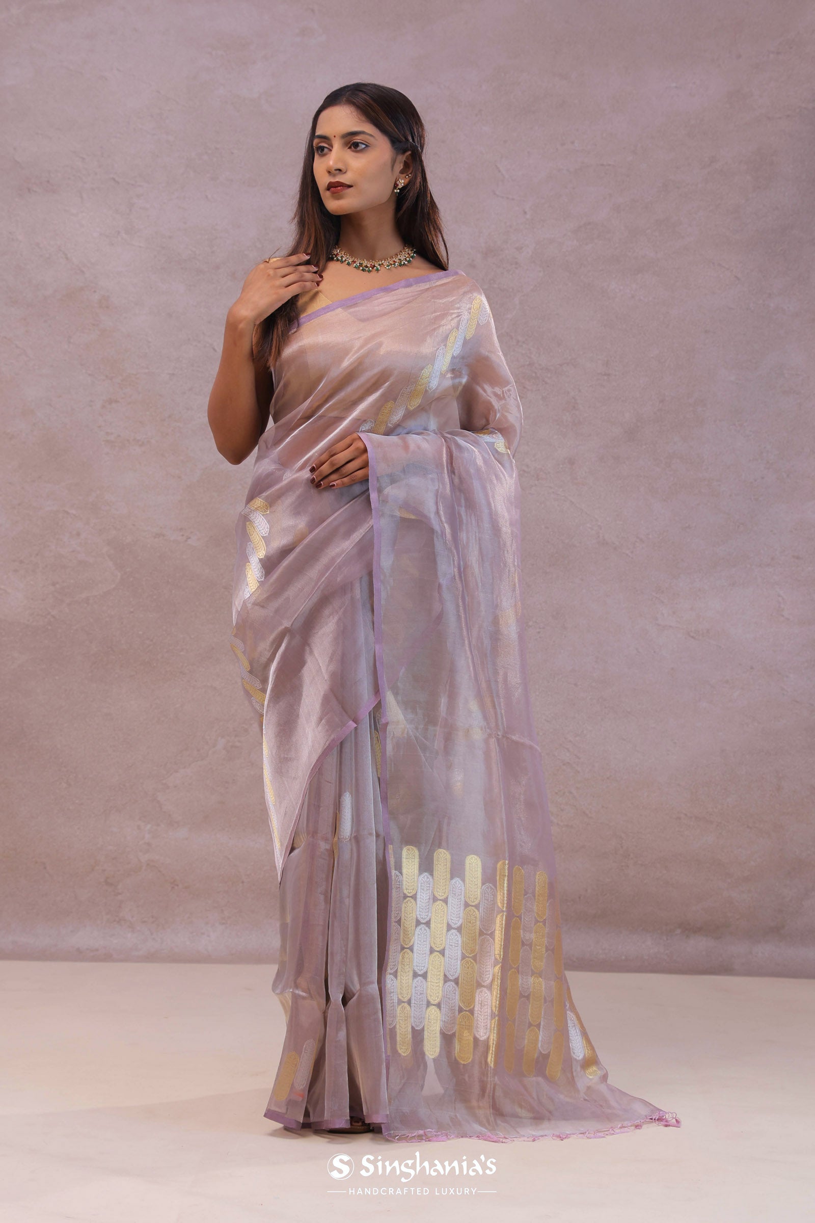 Lilac Tissue Organza Banarasi Saree