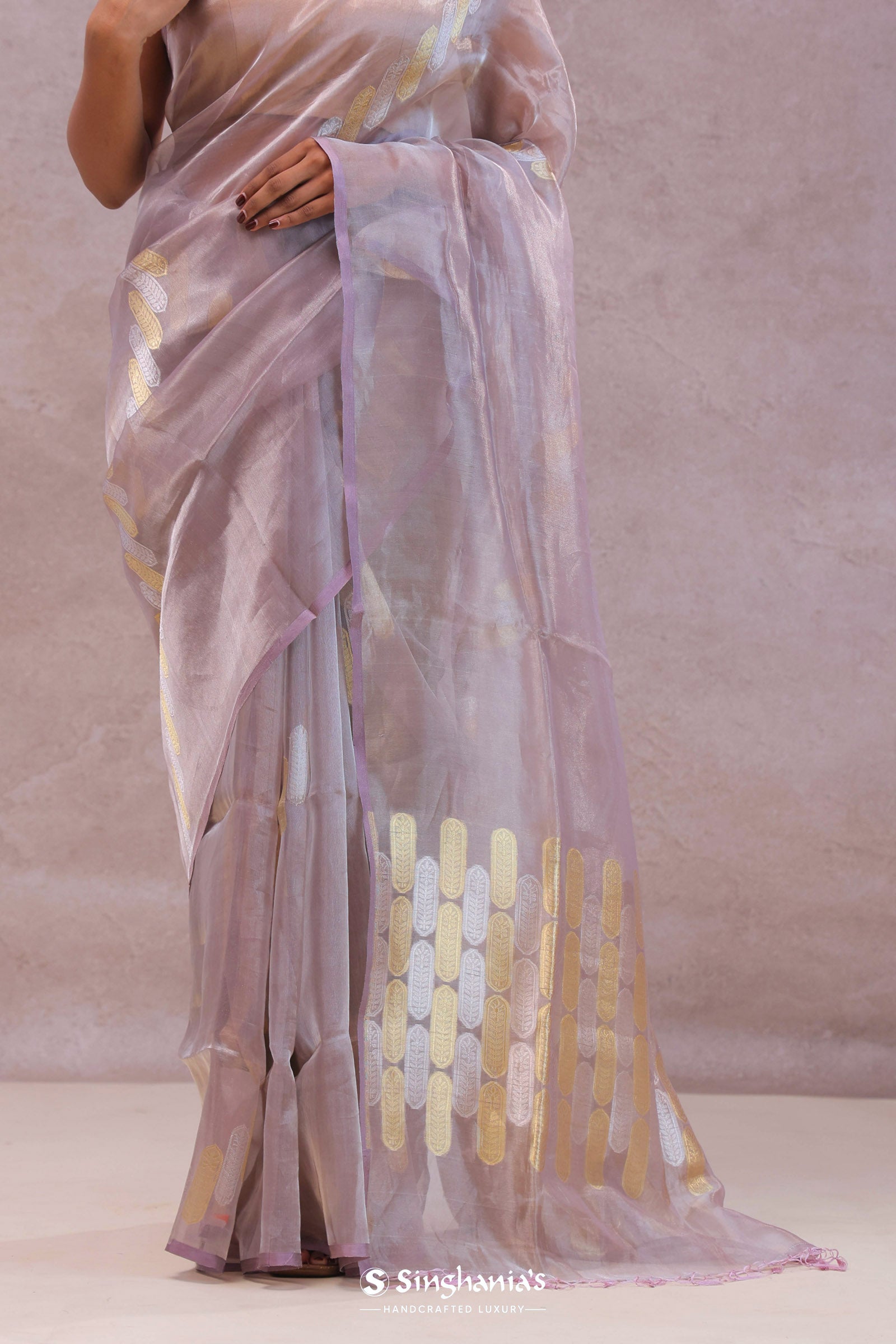 Lilac Tissue Organza Banarasi Saree