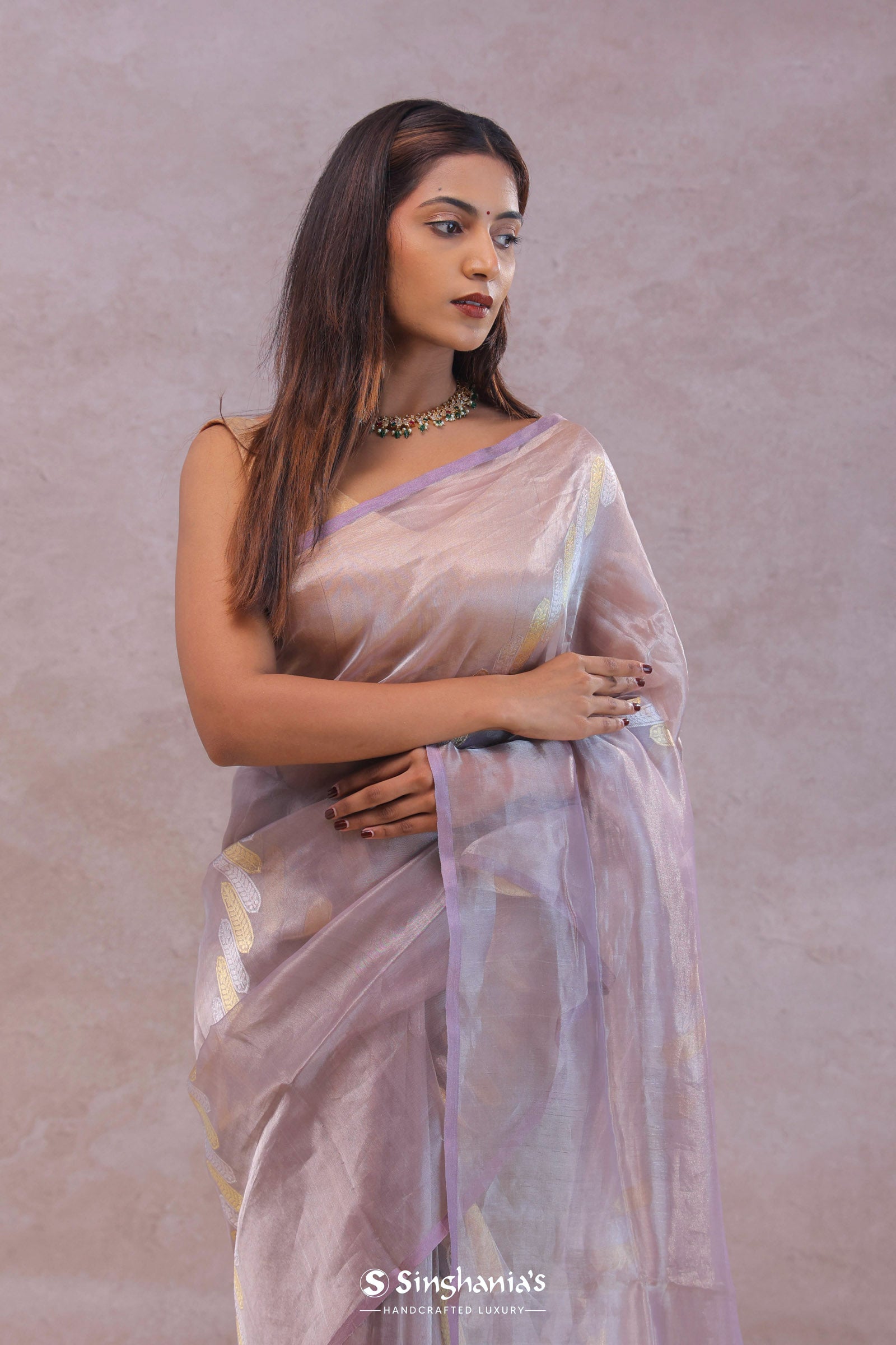 Lilac Tissue Organza Banarasi Saree