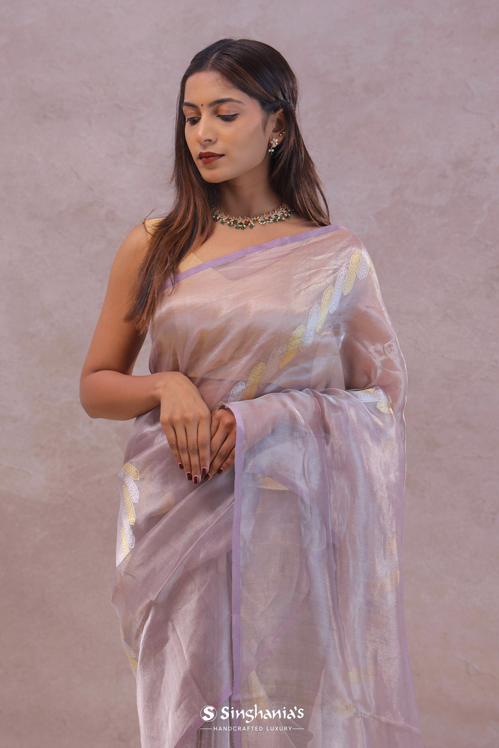 Lilac Tissue Organza Banarasi Saree
