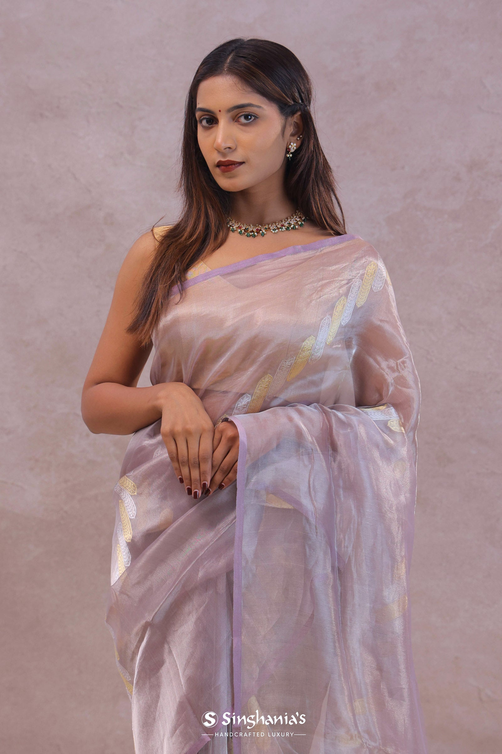 Lilac Tissue Organza Banarasi Saree