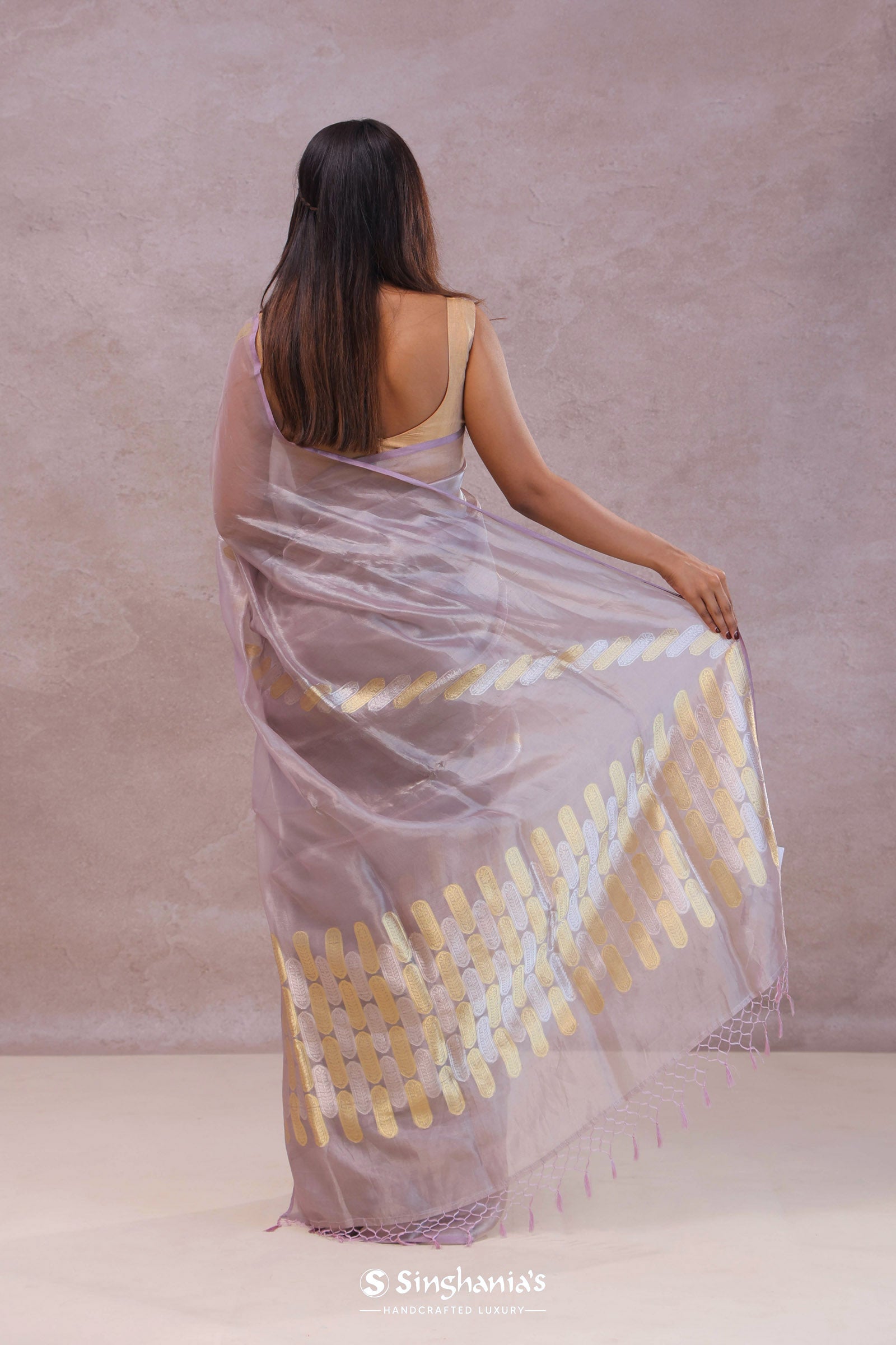 Lilac Tissue Organza Banarasi Saree