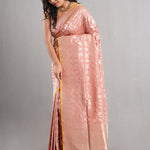 Geranium Pink Banarasi Silk Jaal Saree