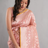 Geranium Pink Banarasi Silk Jaal Saree