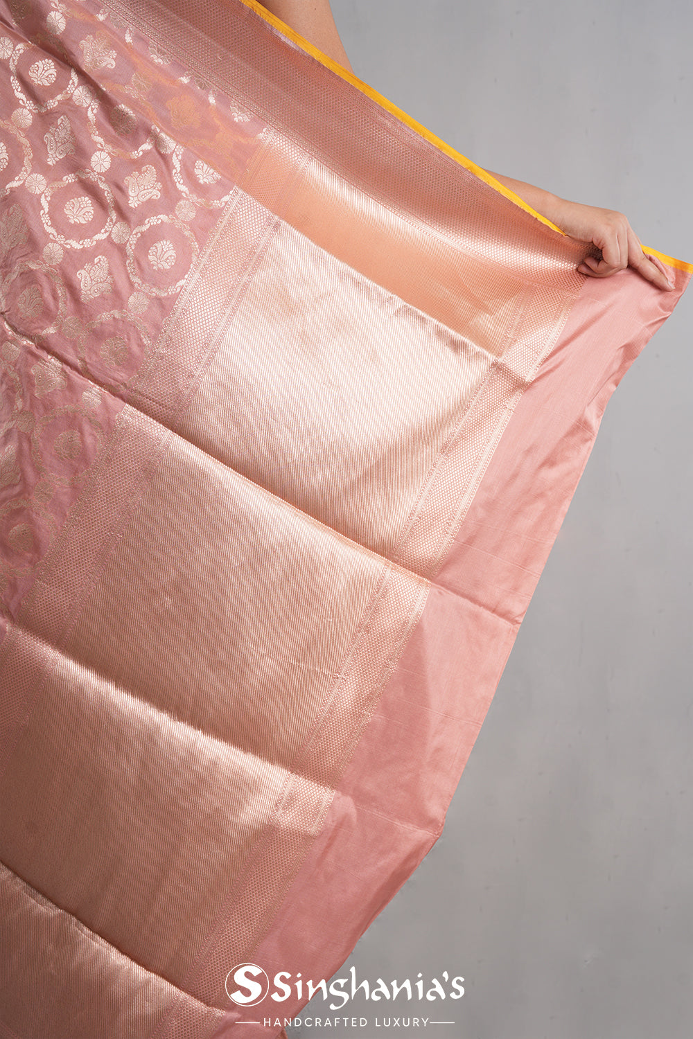 Geranium Pink Banarasi Silk Jaal Saree