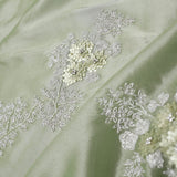Pistachio Green Tissue Saree With Embroidery Detail