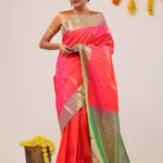 Neon Fuchsia Paisley Kanjivaram Silk Saree