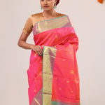 Neon Fuchsia Paisley Kanjivaram Silk Saree