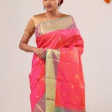 Neon Fuchsia Paisley Kanjivaram Silk Saree
