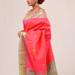 Neon Fuchsia Paisley Kanjivaram Silk Saree