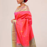 Neon Fuchsia Paisley Kanjivaram Silk Saree