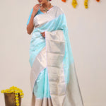 Electric Blue Butti Kanjivaram Silk Saree