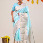 Electric Blue Butti Kanjivaram Silk Saree