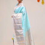 Electric Blue Butti Kanjivaram Silk Saree