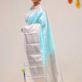 Electric Blue Butti Kanjivaram Silk Saree