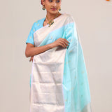 Electric Blue Butti Kanjivaram Silk Saree